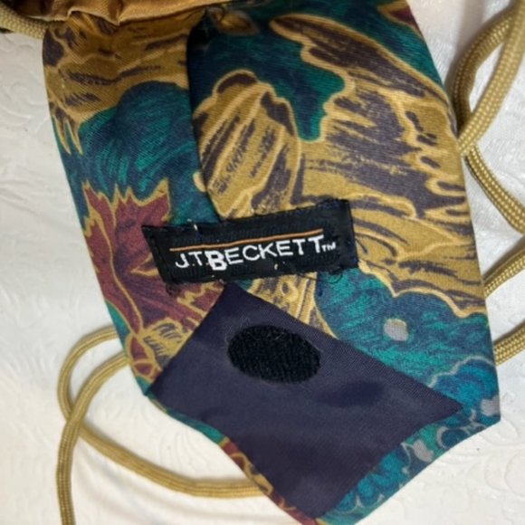 JT Beckett Handmade Tie Crossbody Purse w/Sparkling Blue Brooch Small 7.5"x6" - Picture 8 of 11